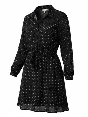 Polka Dot Shirt Dress with Front Tie